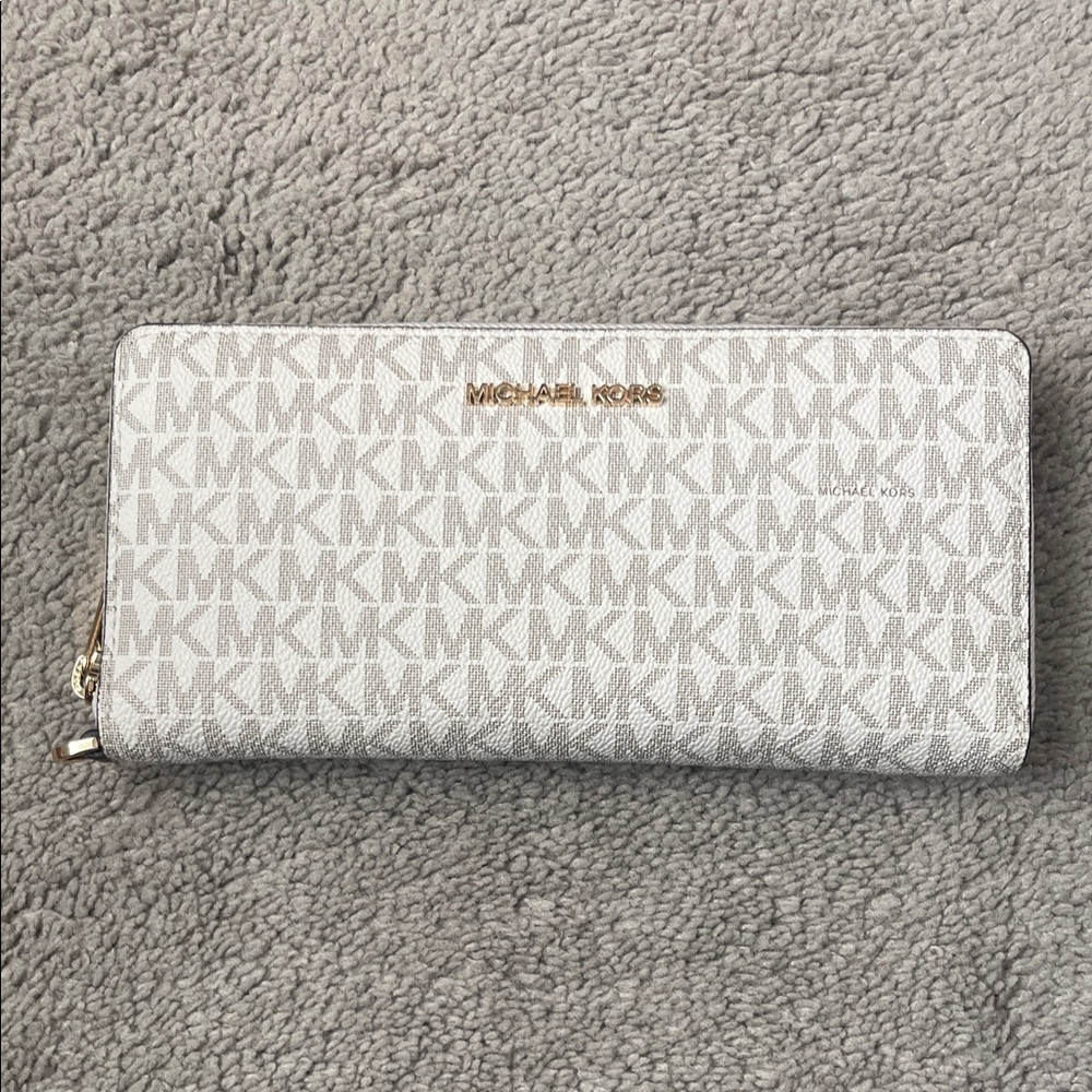 Michael Kors Gray and White Logo Wallet
